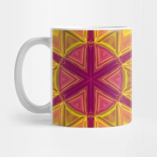 Mosaic Kaleidoscope Flower Yellow and Pink Mug
